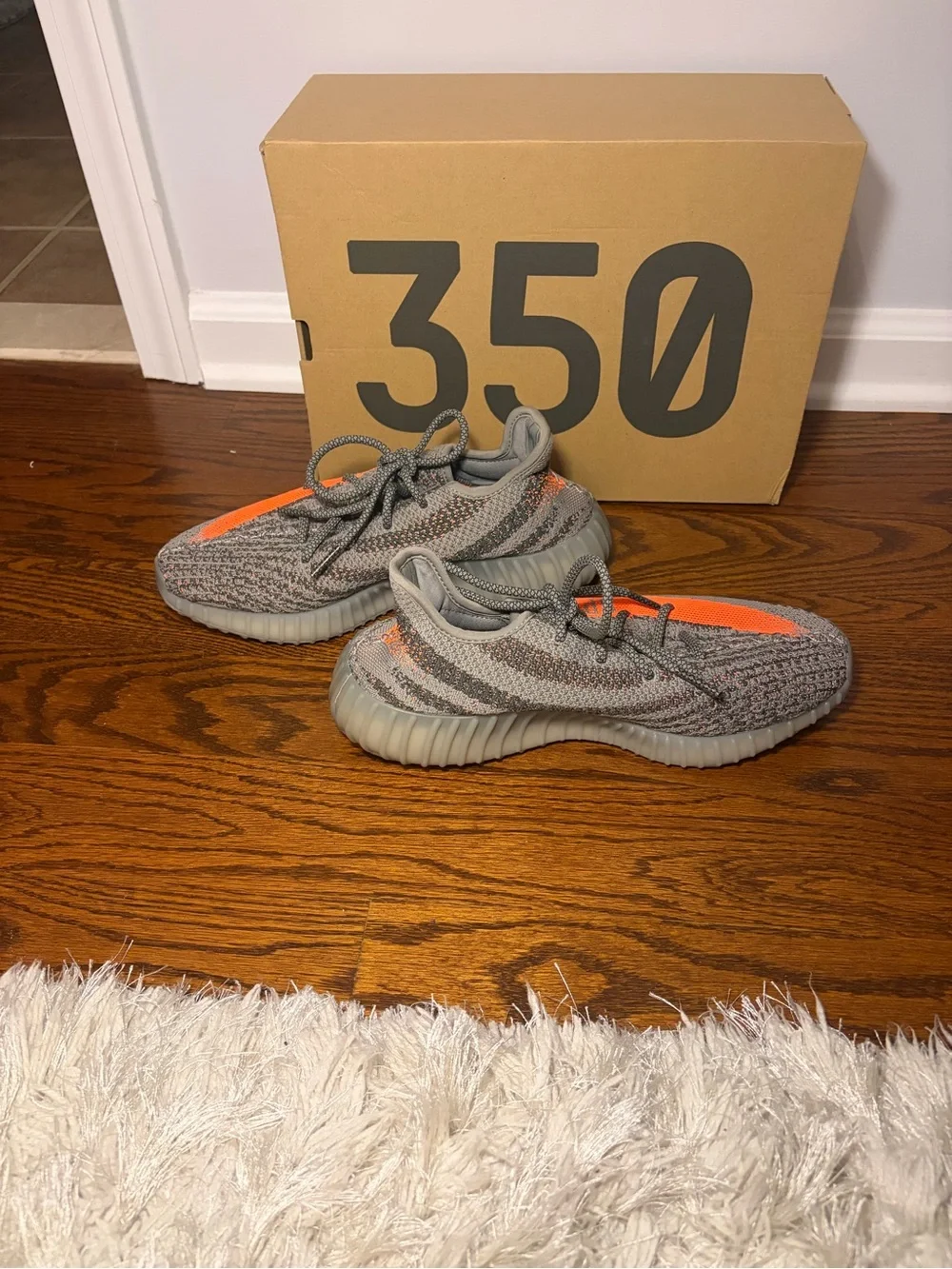 adidas Yeezy Boost 350 V2 Grey with Orange Stripe - Men